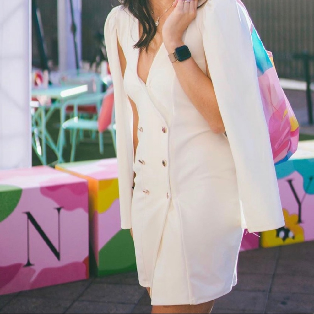 PLT WHITE CAPE DRESS